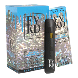 FVKD Exotics 3.5G THC-A live rosin disposable vapes pack of 6 by RSVTX, Royal smoke and vapor wholesaler in USA