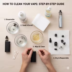Step-by-step vaporizer cleaning and maintenance guide.