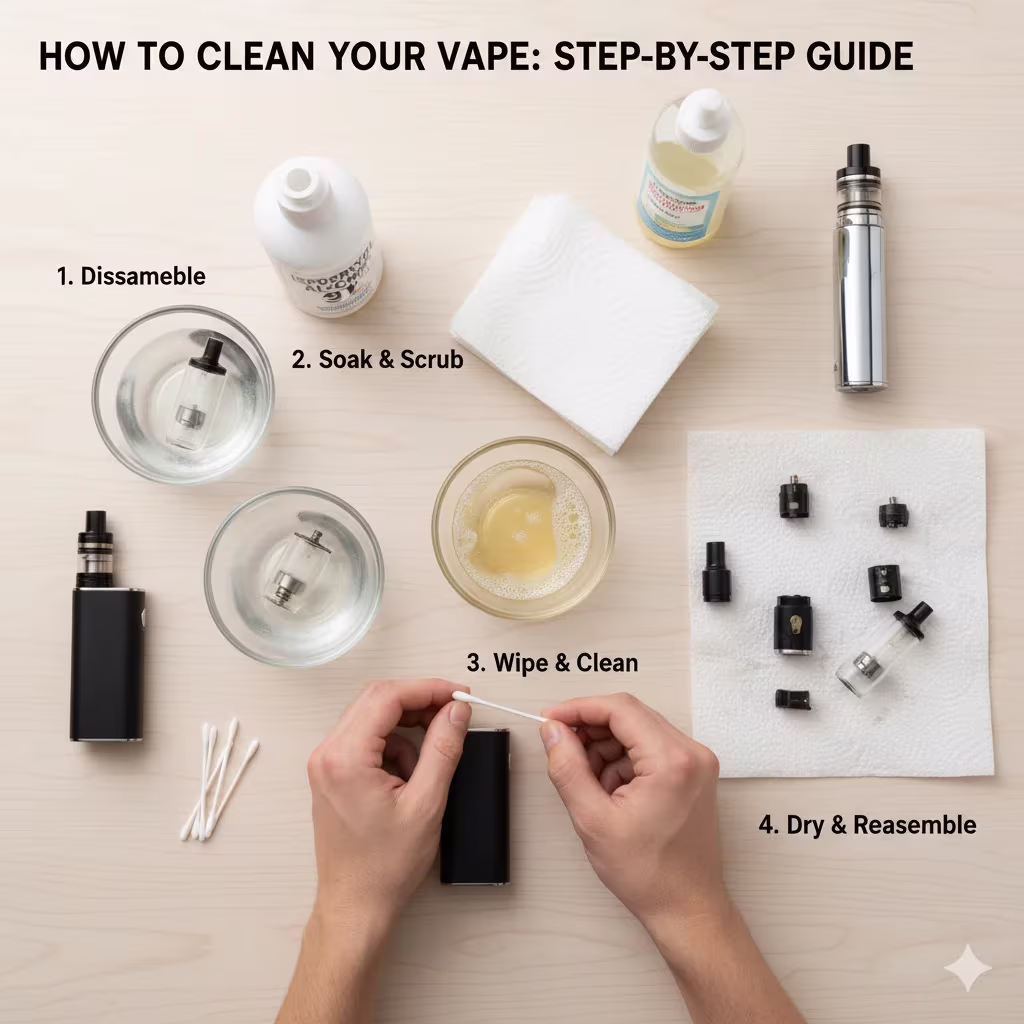 Step-by-step vaporizer cleaning and maintenance guide.