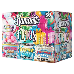 Mamanita Trio Pk Mushroom Candy 30Ct-Cotton Candy CarnivalTropical BlastBirthday Cake