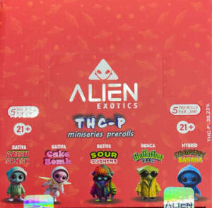 Alien Red Thc-P Mini Preroll Mix Flavors 5pc Jar-25Jar Display